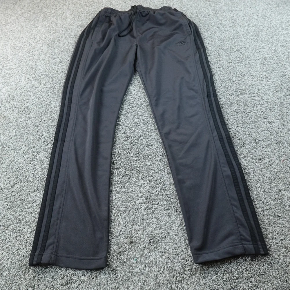 Adidas Pants Mens L Gray Black Track Athletic‎ Drawstring Jogger Sweatpants Gym